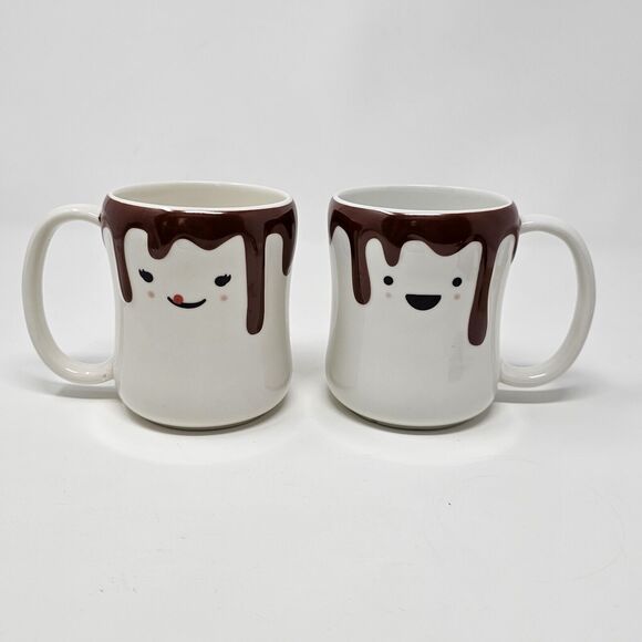 CandyRific Coffee Mugs (2) We Go Together Marshmallow Hot Chocolate Cocoa Cups - Picture 1 of 10